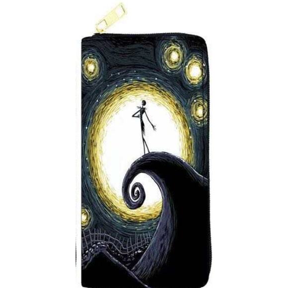 Nightmare Before Christmas Billfold Zippered Wallet Skellington (37) - Picture 1 of 2